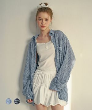 (woman) 시어서커 링클 체크 셔츠_2Color