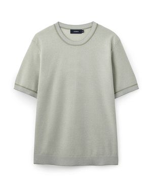 하프 슬리브 라운드 니트 페일그린