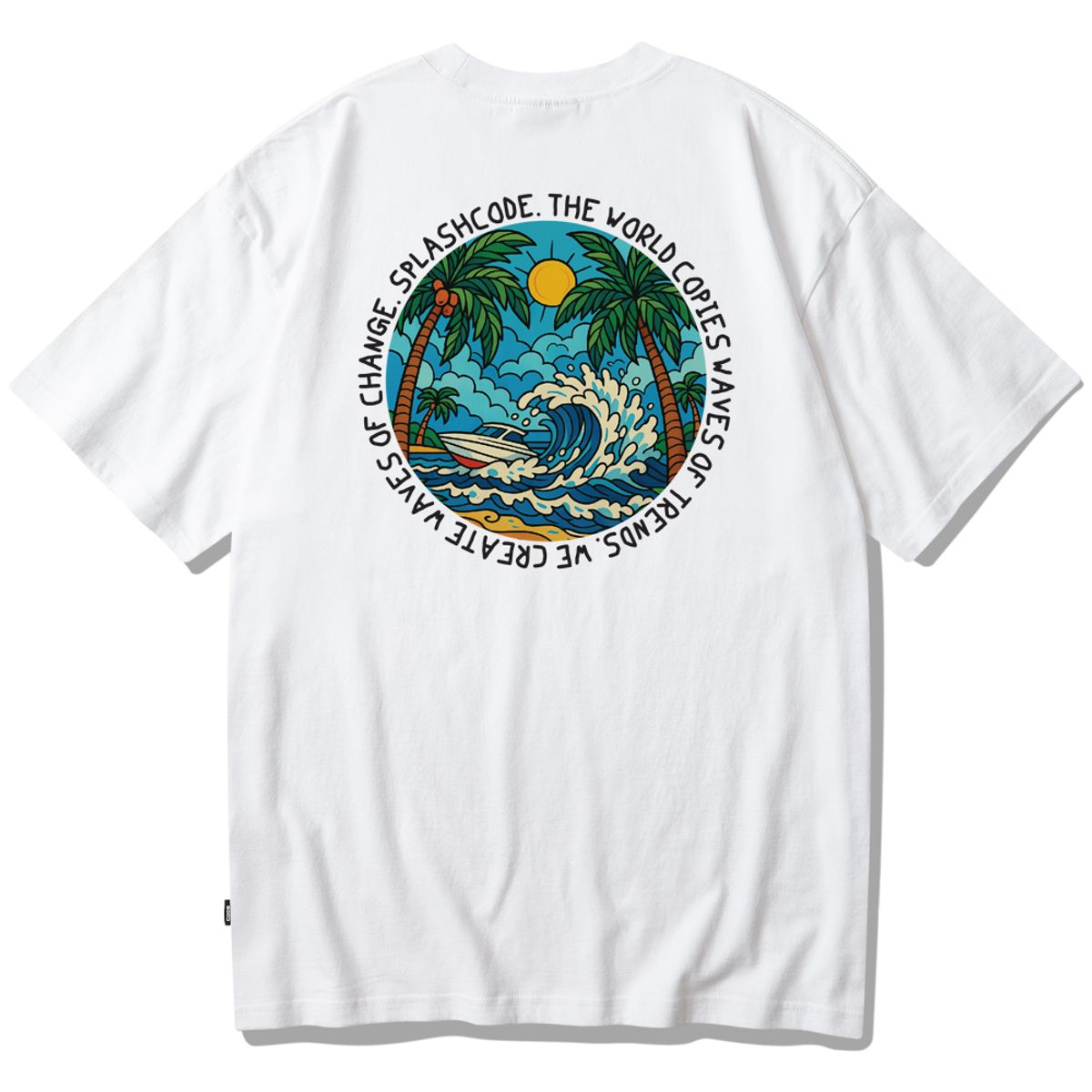 스플래시코드(SPLASHCODE) 반팔 티셔츠 화이트 - 웨이비 보트 클럽(Wavy Boat Club)