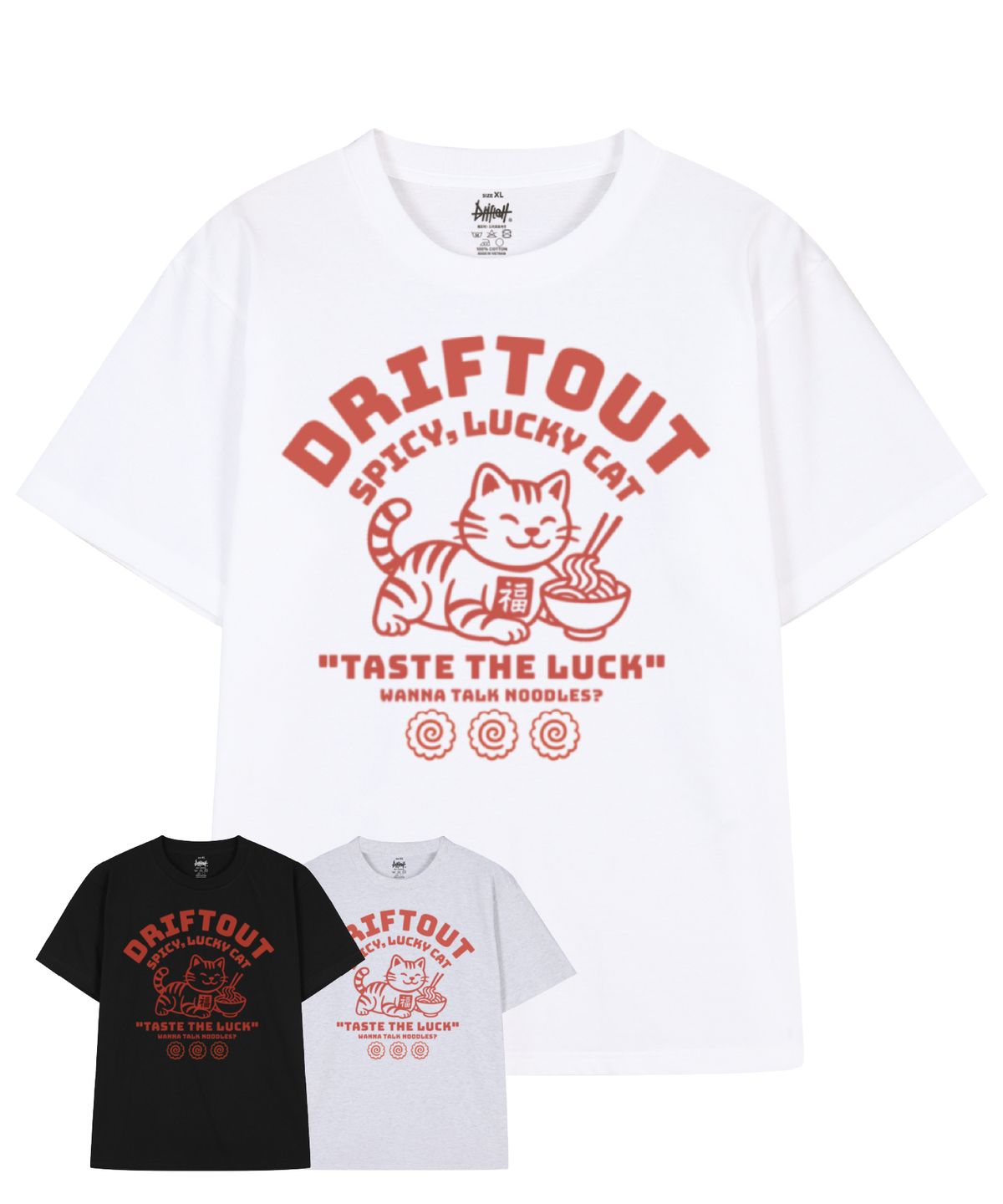 드리프트아웃(DRIFTOUT) 테이스트 더 럭 캣 반팔 티셔츠 (3color)