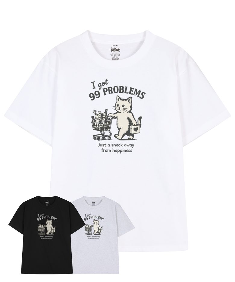 99 프라블럼 쇼핑 캣 반팔 티셔츠 (3color)