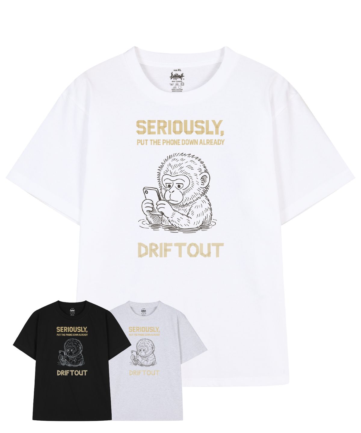 드리프트아웃(DRIFTOUT) 풋 더 폰 다운 반팔 티셔츠 (3color)