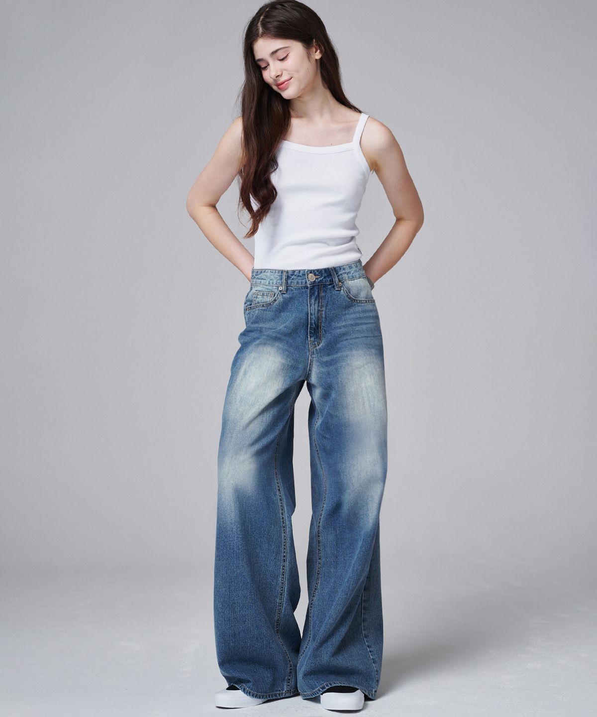 마롭(MALOUPE) 9145 경량 와이드 데님팬츠 (미디움 인디고)
