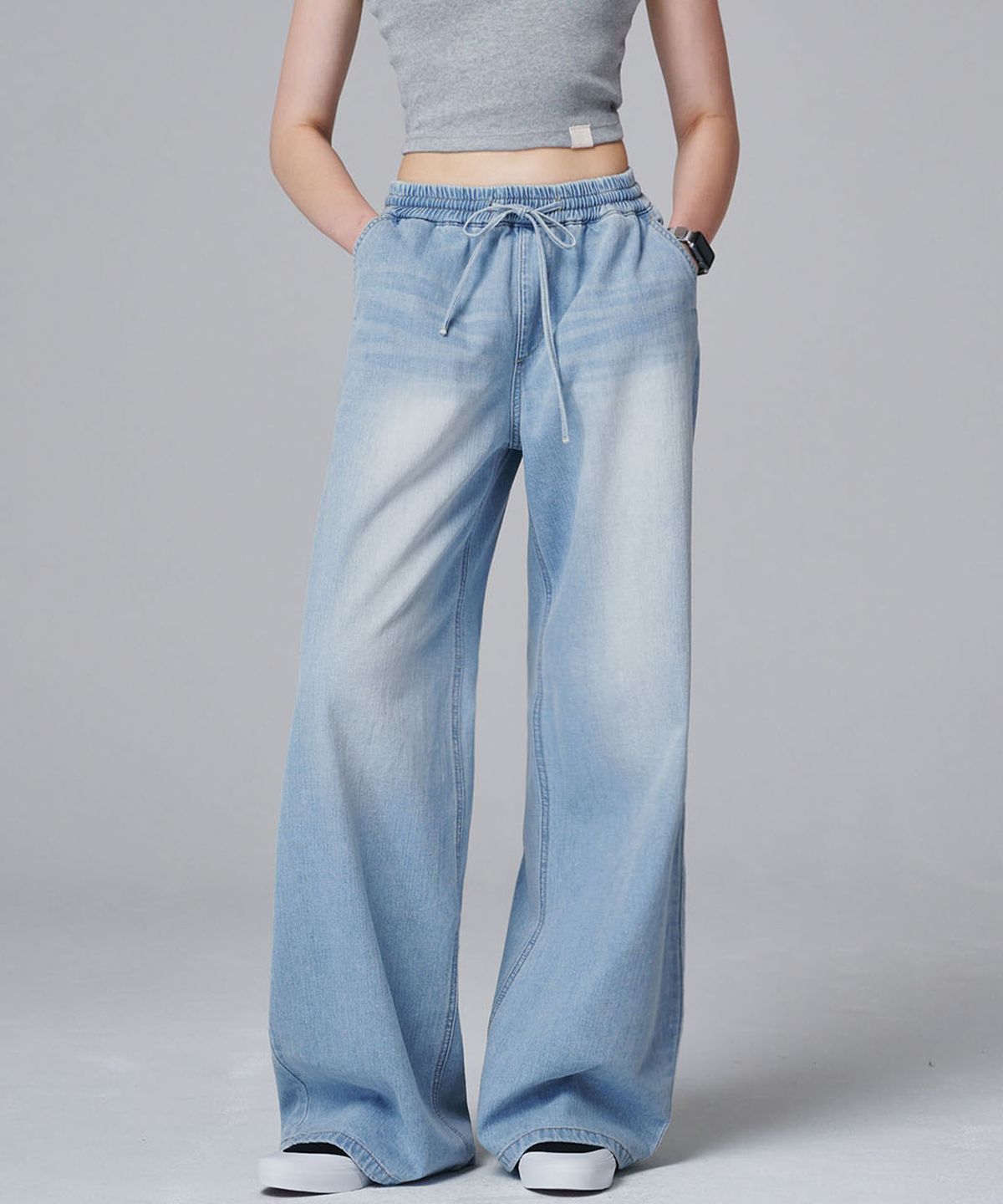 마롭(MALOUPE) 9144 밴딩 워싱 데님 (인디고)