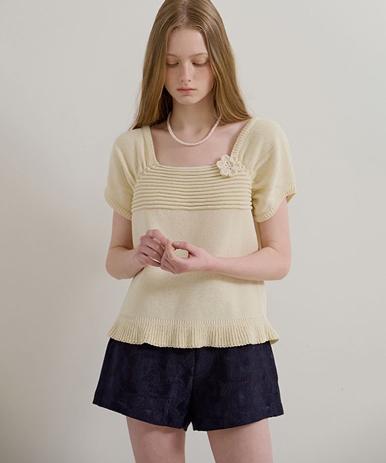 SQUARE FLOWER KNIT - LEMON