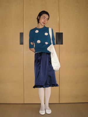 FRILL LAYERED MIDI/LONG SKIRT_NAVY