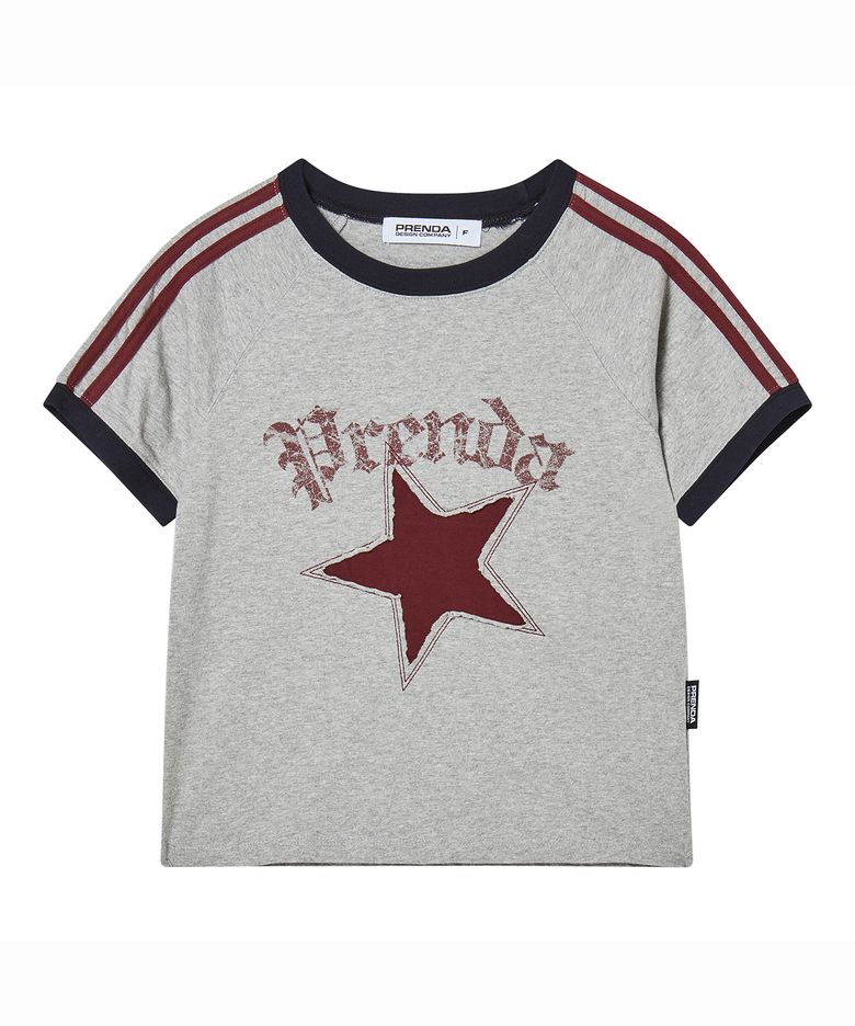 STAR CUT-OFF COLORING RAGLAN TEE GRAY