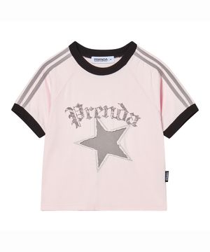 STAR CUT-OFF COLORING RAGLAN TEE PINK
