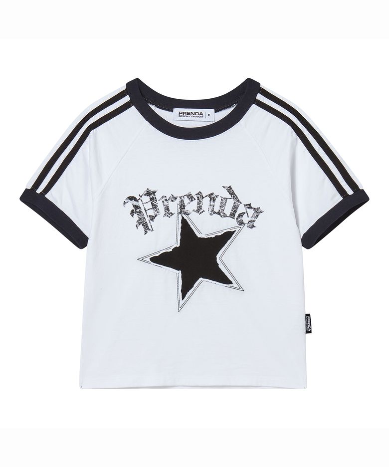 STAR CUT-OFF COLORING RAGLAN TEE WHITE