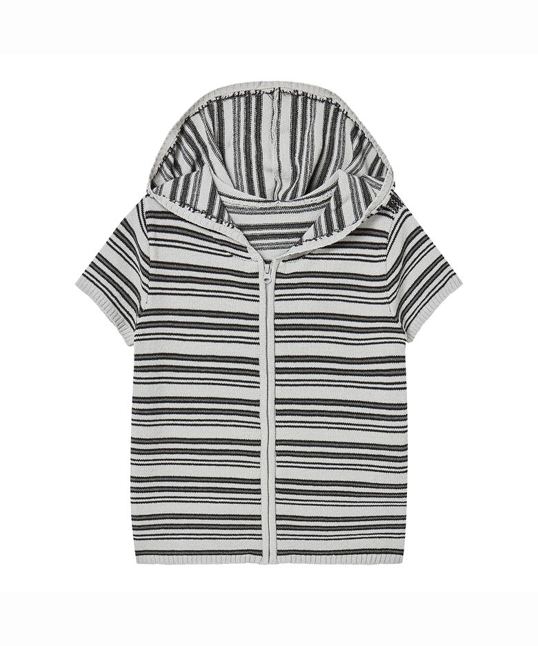 PRENDA STRIPE KNIT ZIP-UP GRAY