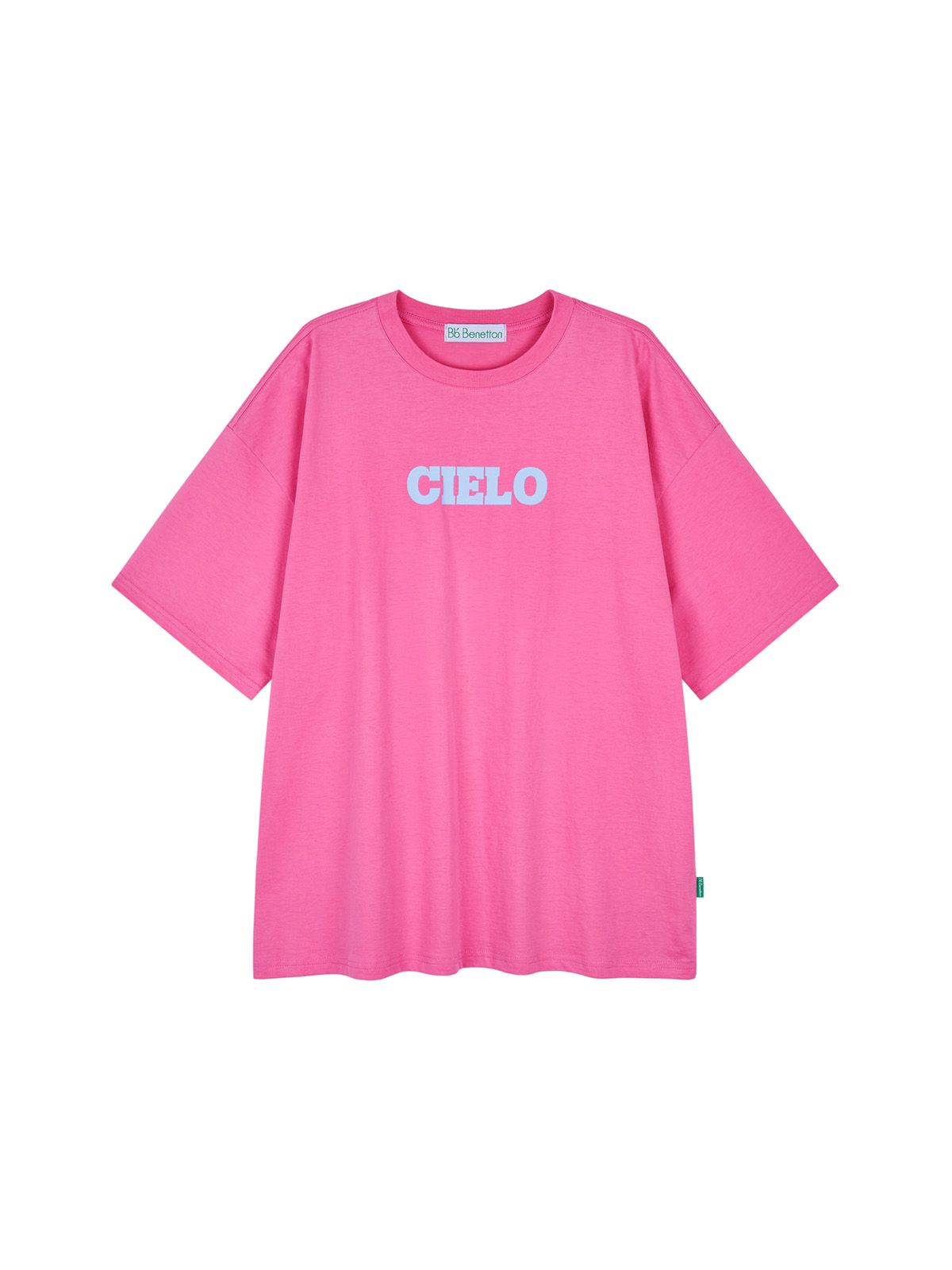 비플랫 베네통(Bb' BENETTON) 컬러타이포 오버핏 반팔티셔츠 (Pink)