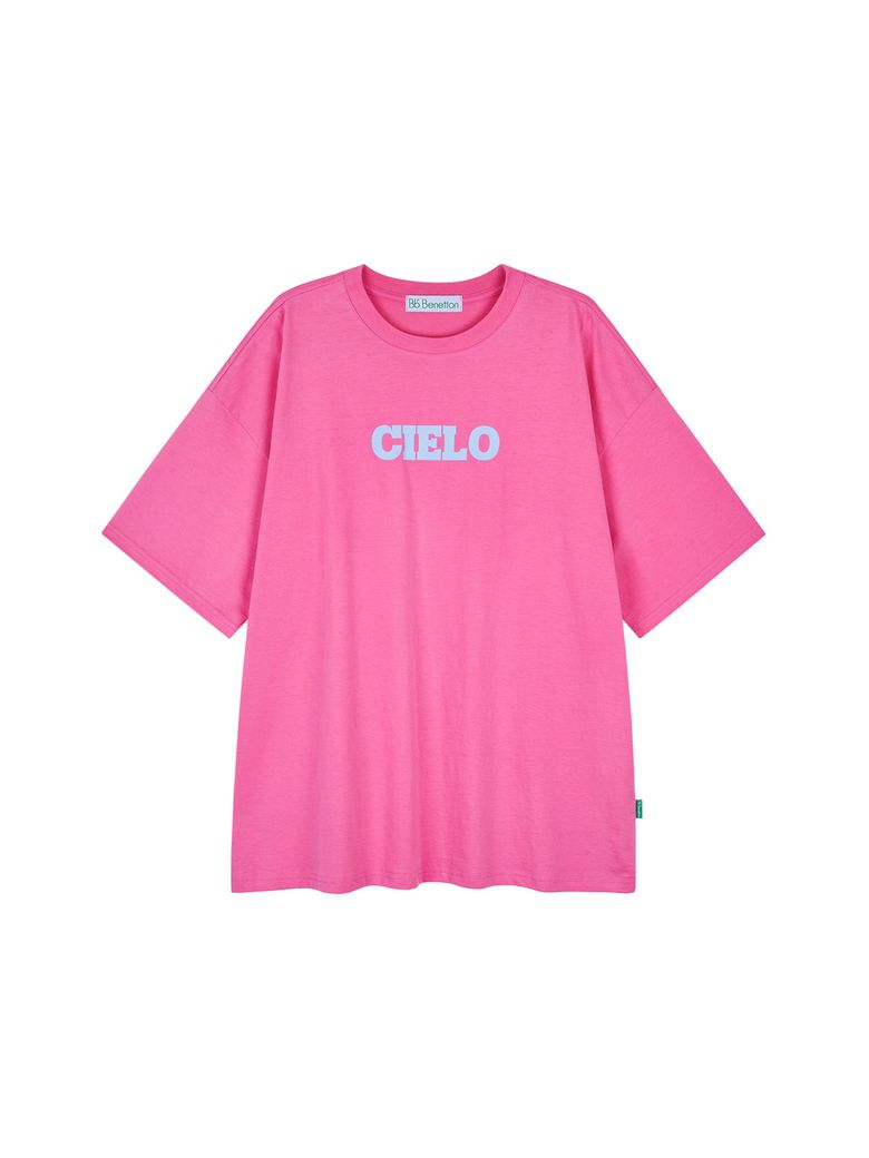 컬러타이포 오버핏 반팔티셔츠 (Pink)