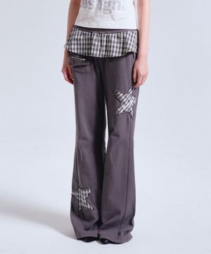 CHECKED FRILL SKIRT CUT-OFF BOOTS CUT PANTS CHARCOAL