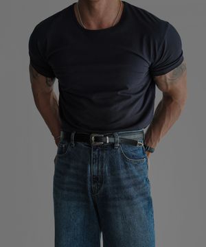 프리미엄 코튼 머슬핏 반팔 티셔츠 [네이비]