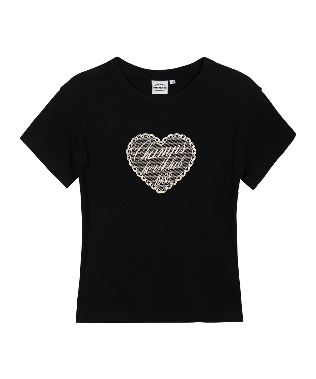 본챔스(BORN CHAMPS) [5 COLORS] B LACY HEART CLUB 여성 슬림핏 반팔티셔츠 B25ST85