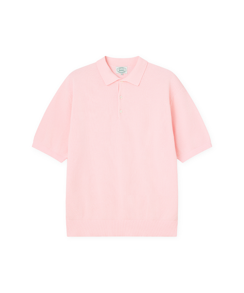 Knitted Cotton Polo Shirt  (Pink)