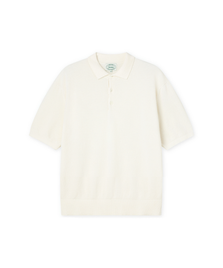Knitted Cotton Polo Shirt  (Ecru)