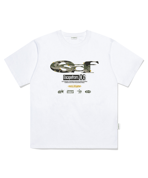 스타 카모 ESCF 로고 콜라주 프린트 오버핏 반팔티 화이트