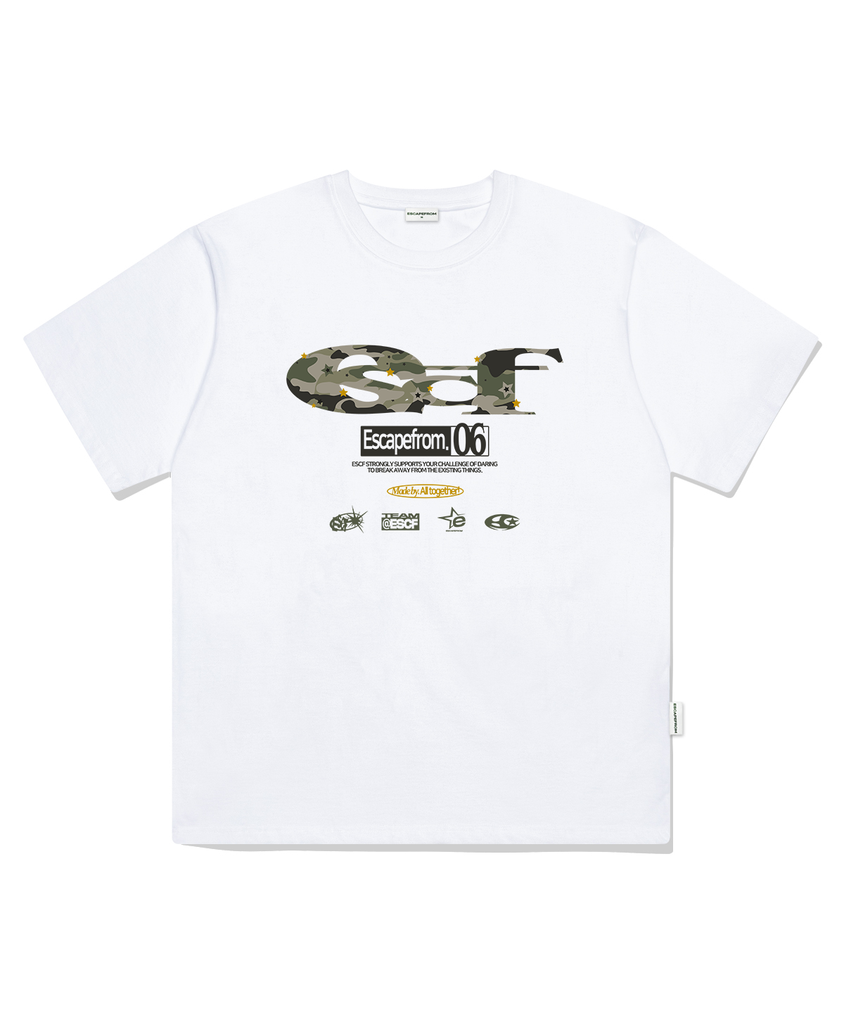 Tシャツ・カットソー ESCAPEFROM GRADATION ESCF LOGO COLLAGE PRINT OVERFIT T-shirt MUSINSA公式 | ESCAPEFROM Star Camo ESCF Logo Collage Print