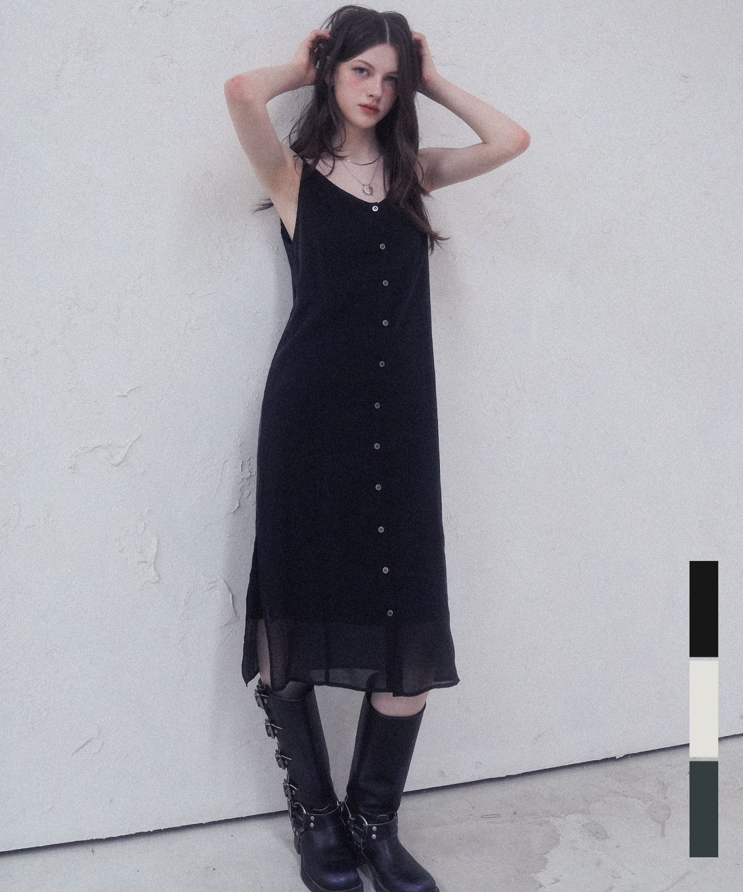 Anna Double Long Coat BLACK source detail 50