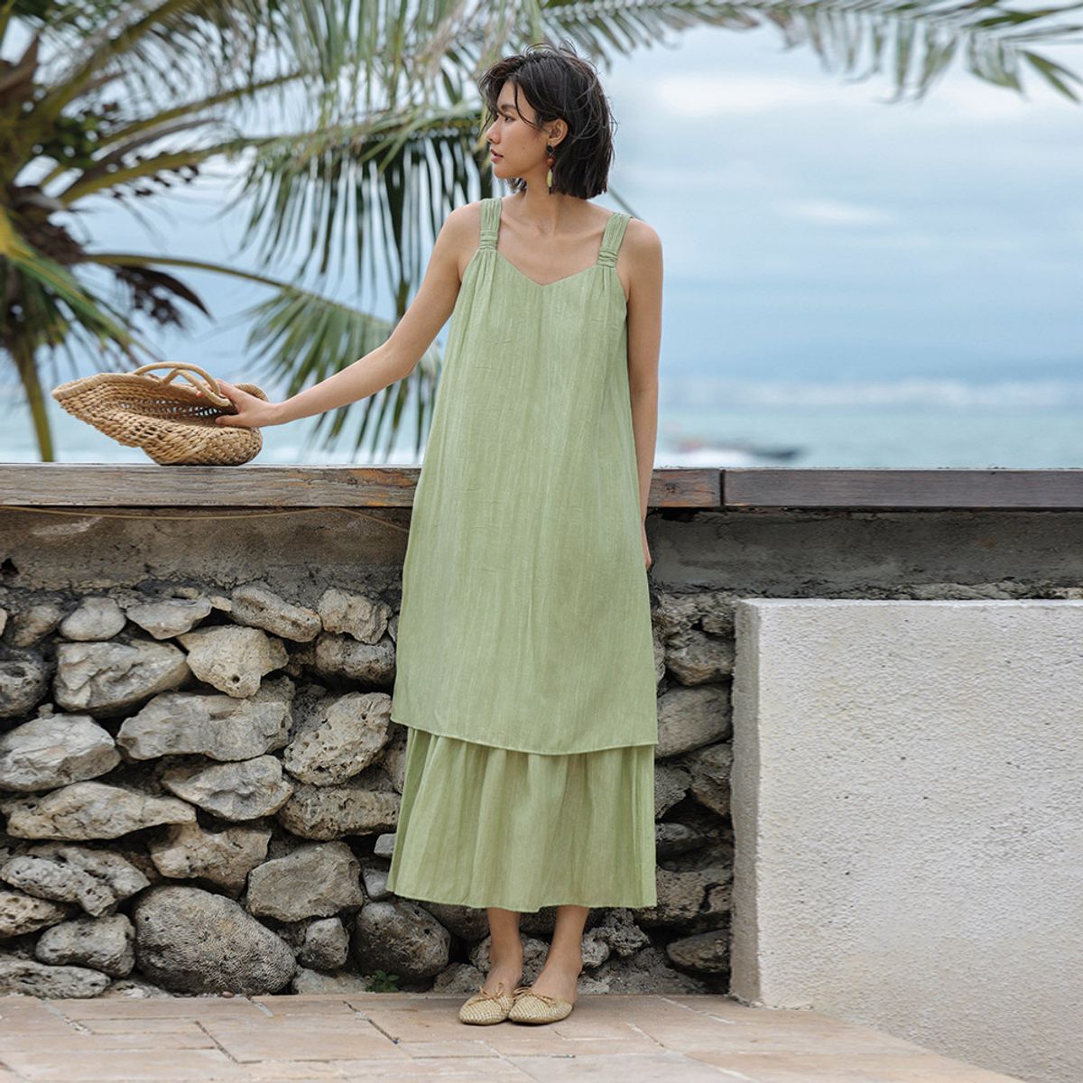 랭썬(LANGSON) LS_Slip high-end beach dress