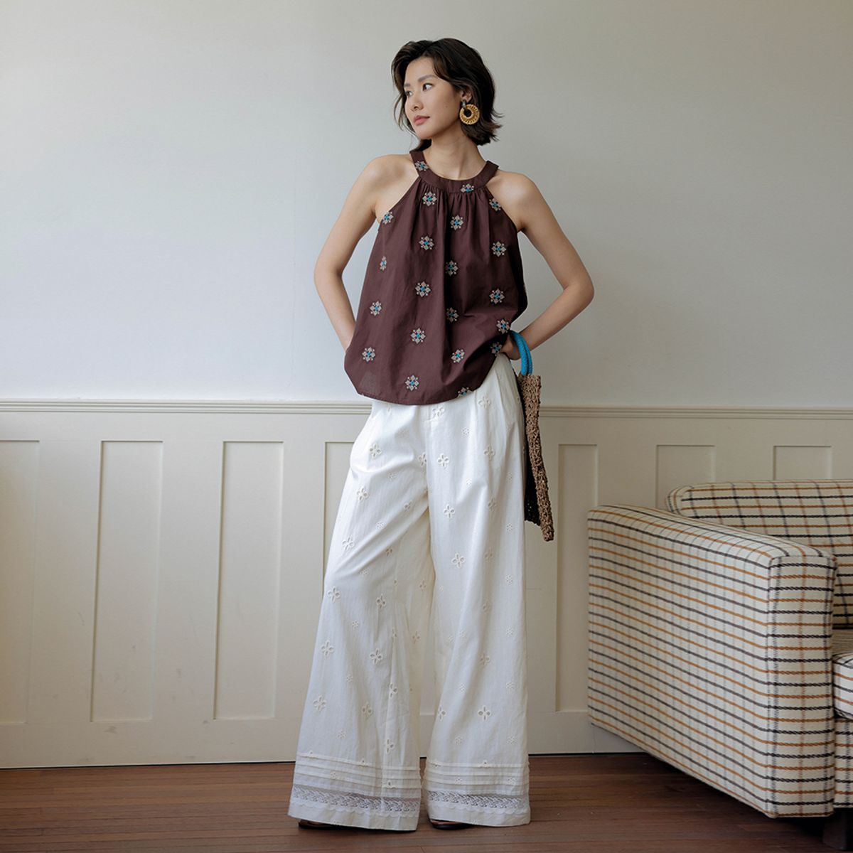 랭썬(LANGSON) LS_Bohemian ethnic style wide pants