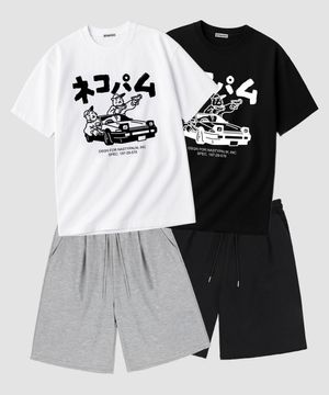 [SET] 네코 팜 가이즈 오버핏 원턱 버뮤다 팬츠 셋업