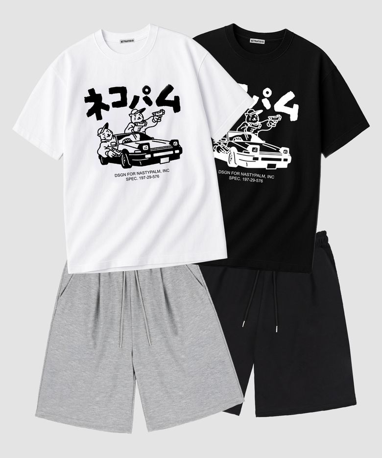 [SET] 네코 팜 가이즈 오버핏 원턱 버뮤다 팬츠 셋업