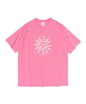 스마일 썸머 그래픽 반팔 티셔츠 (핑크)