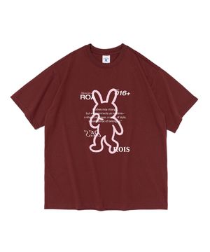 스프레이 프린팅 래빗 반팔 티셔츠 (와인)