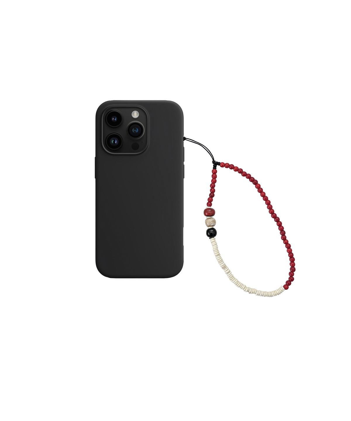 르브아시스(REVOIRSIS) gemstone beads phone strap red+ivory