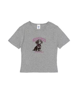 퍼피스 캐릭터 크롭 반팔 티셔츠 (멜란지)