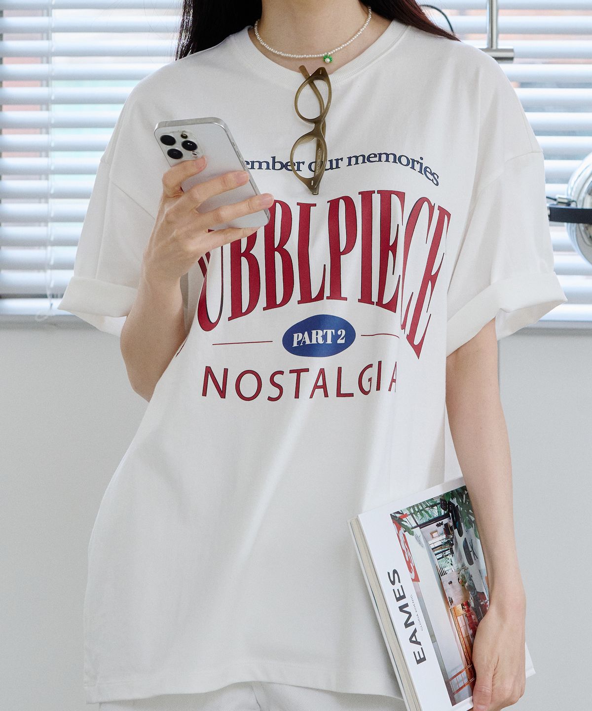 버블피스(BUBBLPIECE) 세컨드 리멤버 피그먼트 티셔츠_화이트