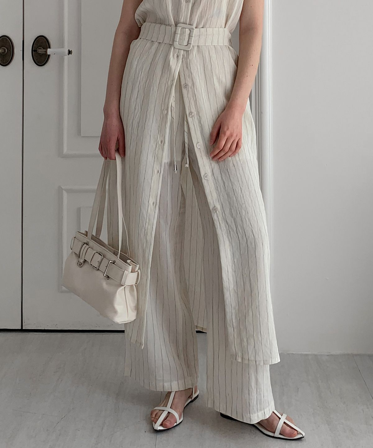바스카라(VASCARA) Stripe Banding Wide Slacks (2colors)
