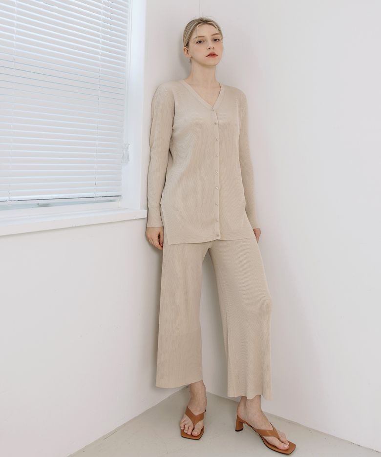 [SET] Er V-neck Golgi Cardigan + Banding Pants Set-up (4colors)