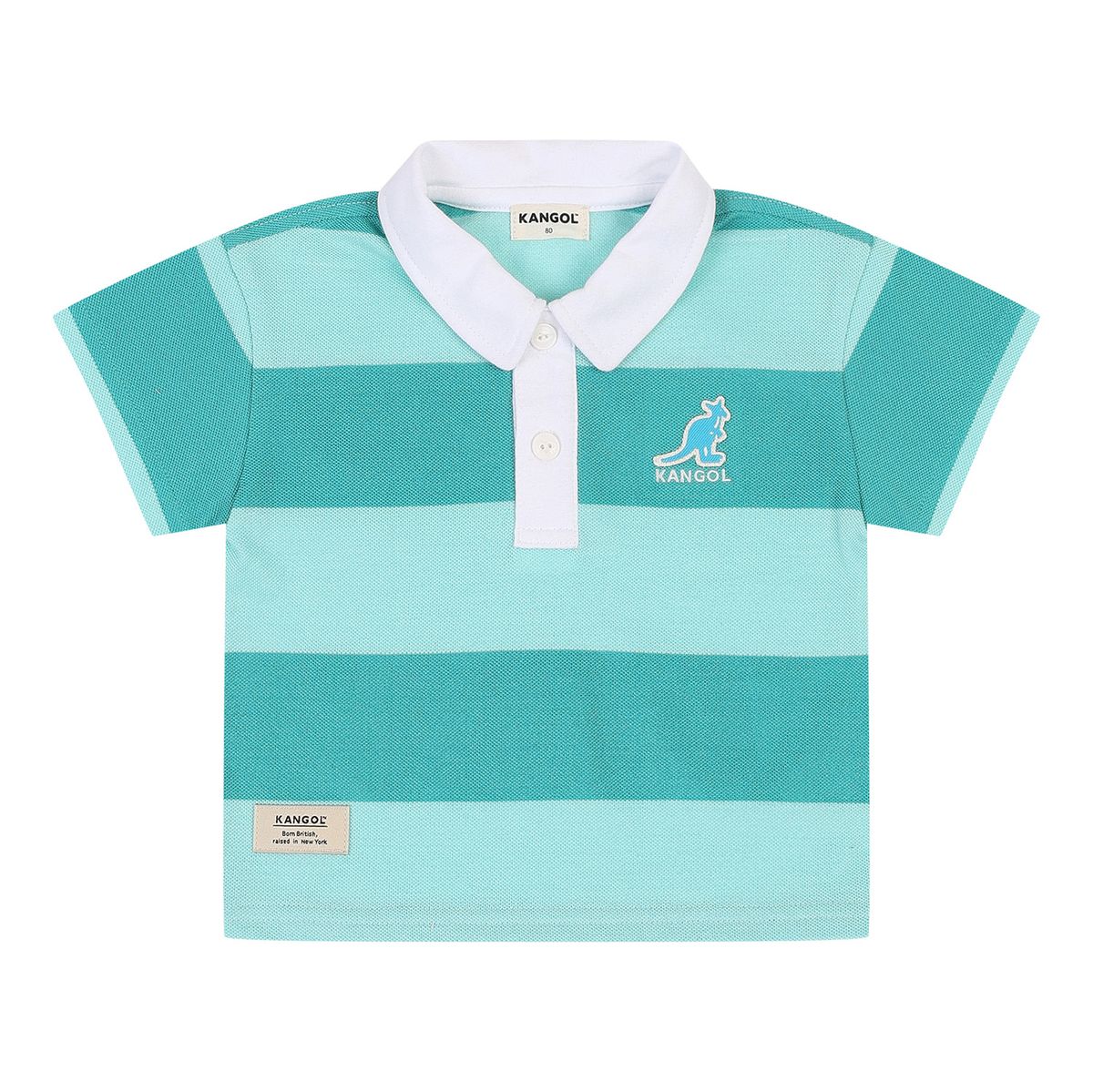 캉골키즈(KANGOL KIDS) [베이비] 로고 포인트 스트라이프 카라 티셔츠 RB 0960 그린