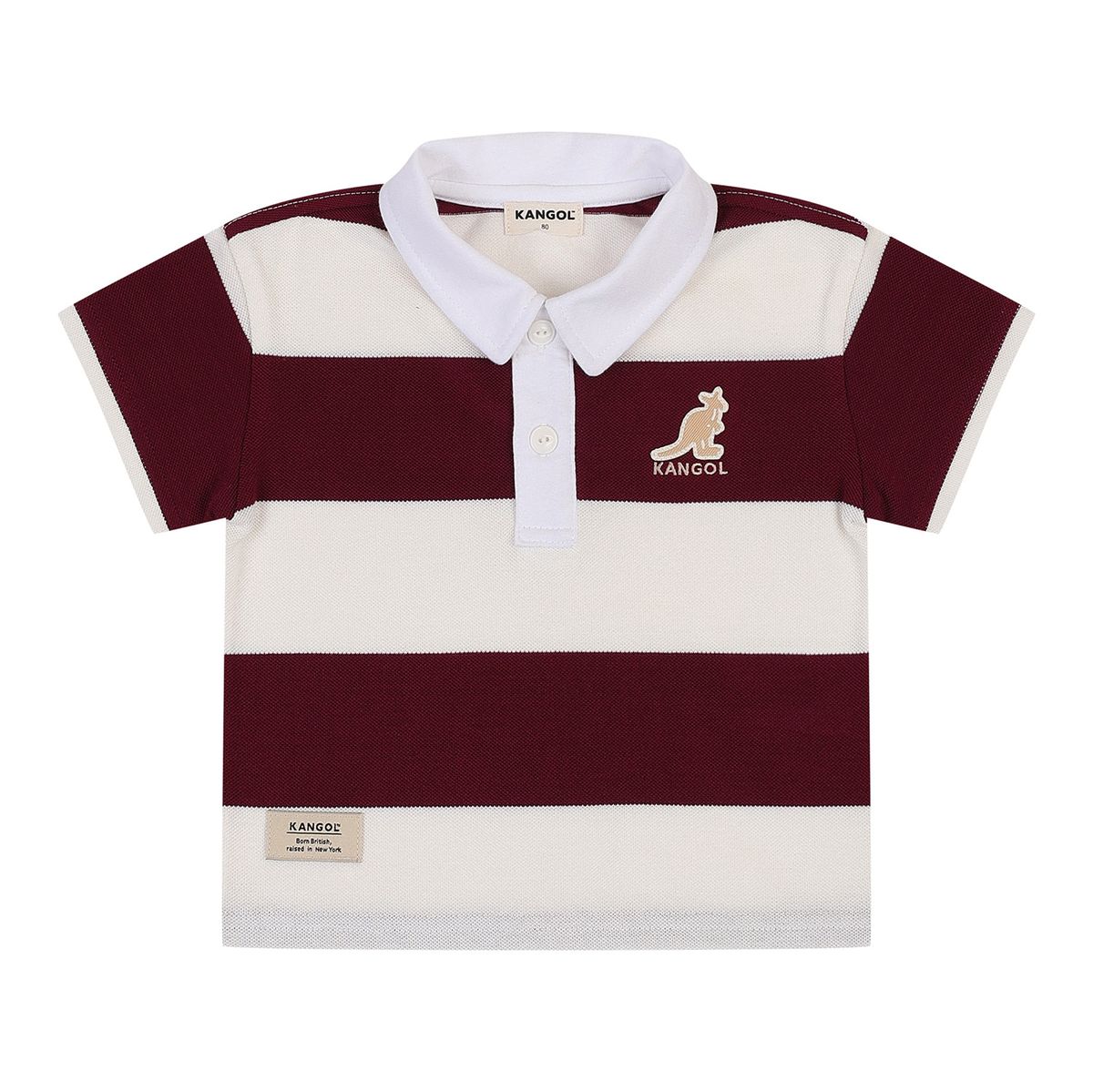 캉골키즈(KANGOL KIDS) [베이비] 로고 포인트 스트라이프 카라 티셔츠 RB 0960 버건디