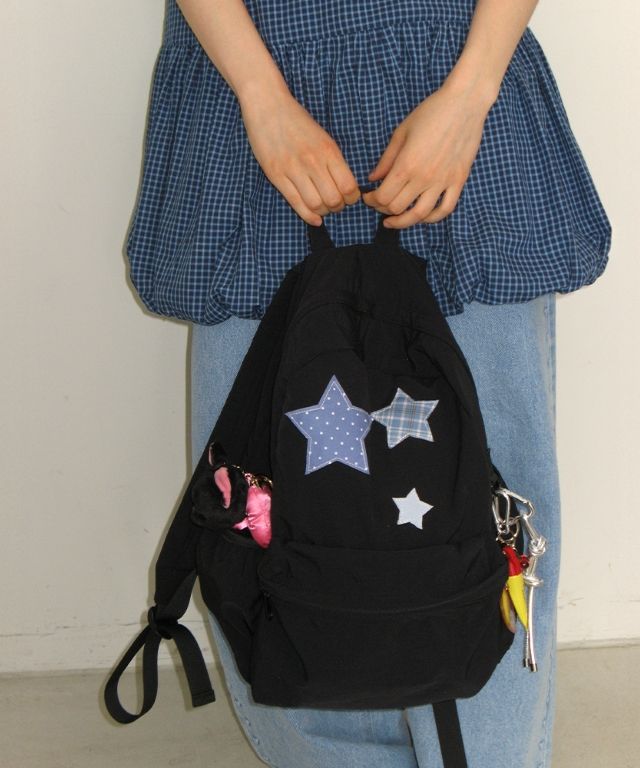 25SS新作バックパック【RONRON】3 STAR PATCH BACKPACK BLACK