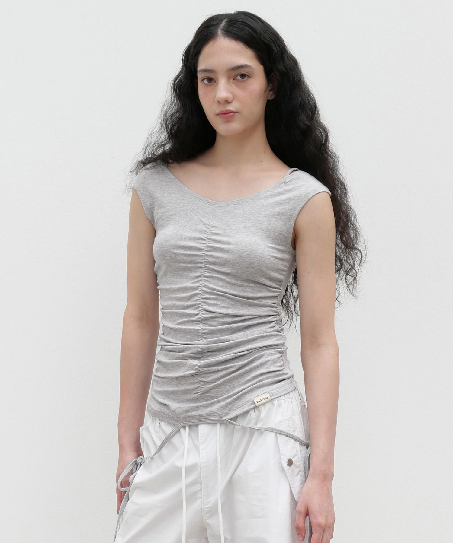 【ROCK CAKE】SHIRRING DRAW TOP 3カラー Shirring Draw Top - Gray : 락케이크 Rock Cake
