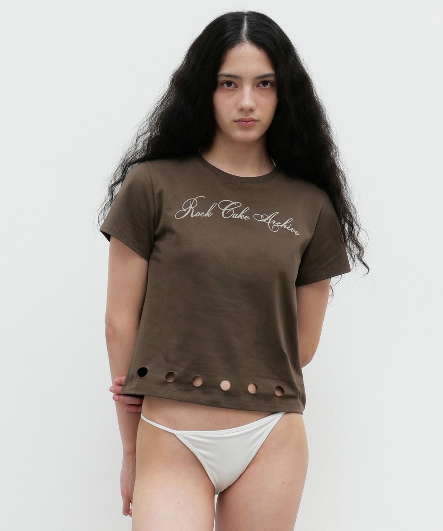 MUSINSA | ROCKCAKE Punching Line Top - Brown