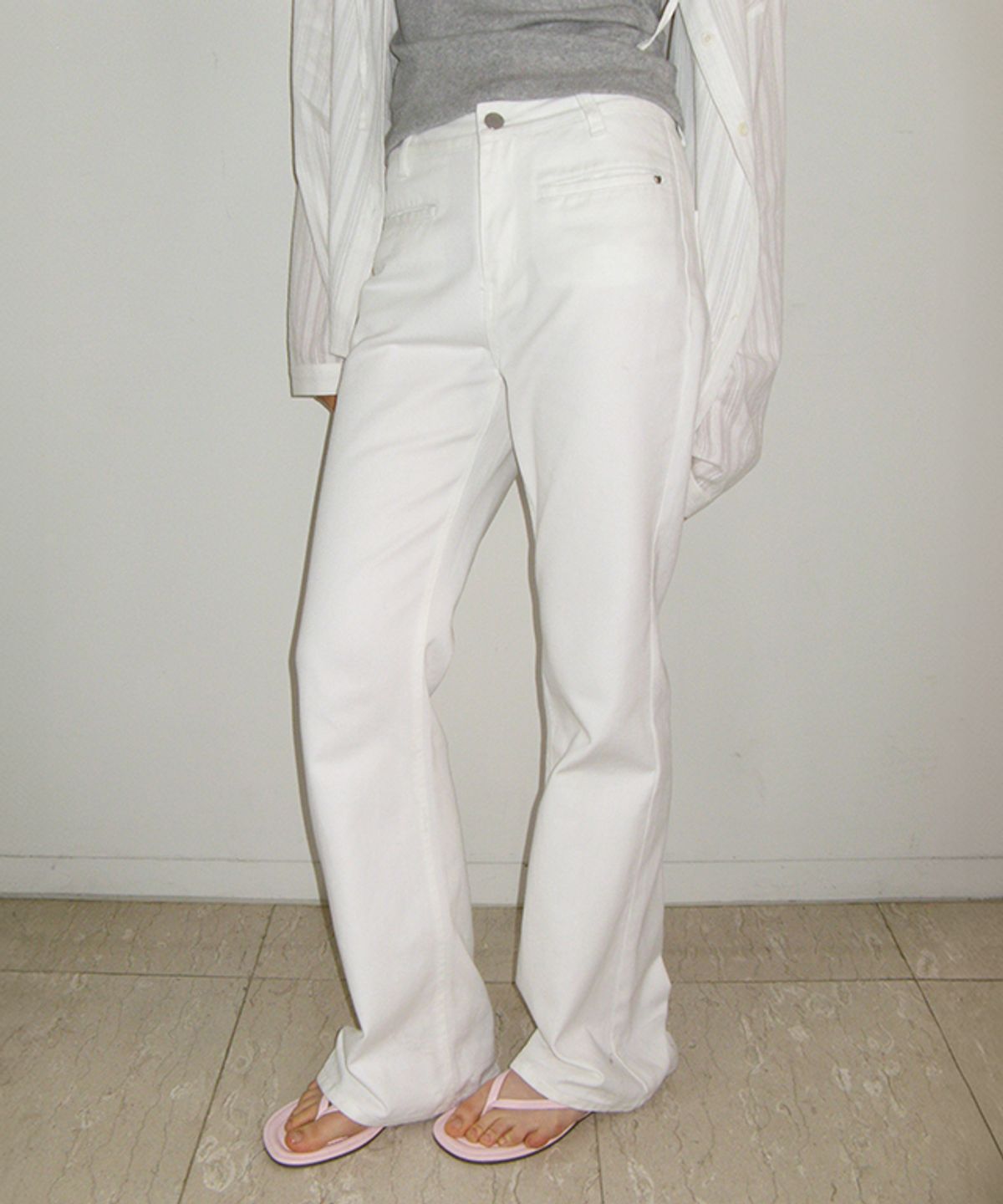 론론(RONRON) WELT POCKET BOOTSCUT DENIM PANTS WHITE