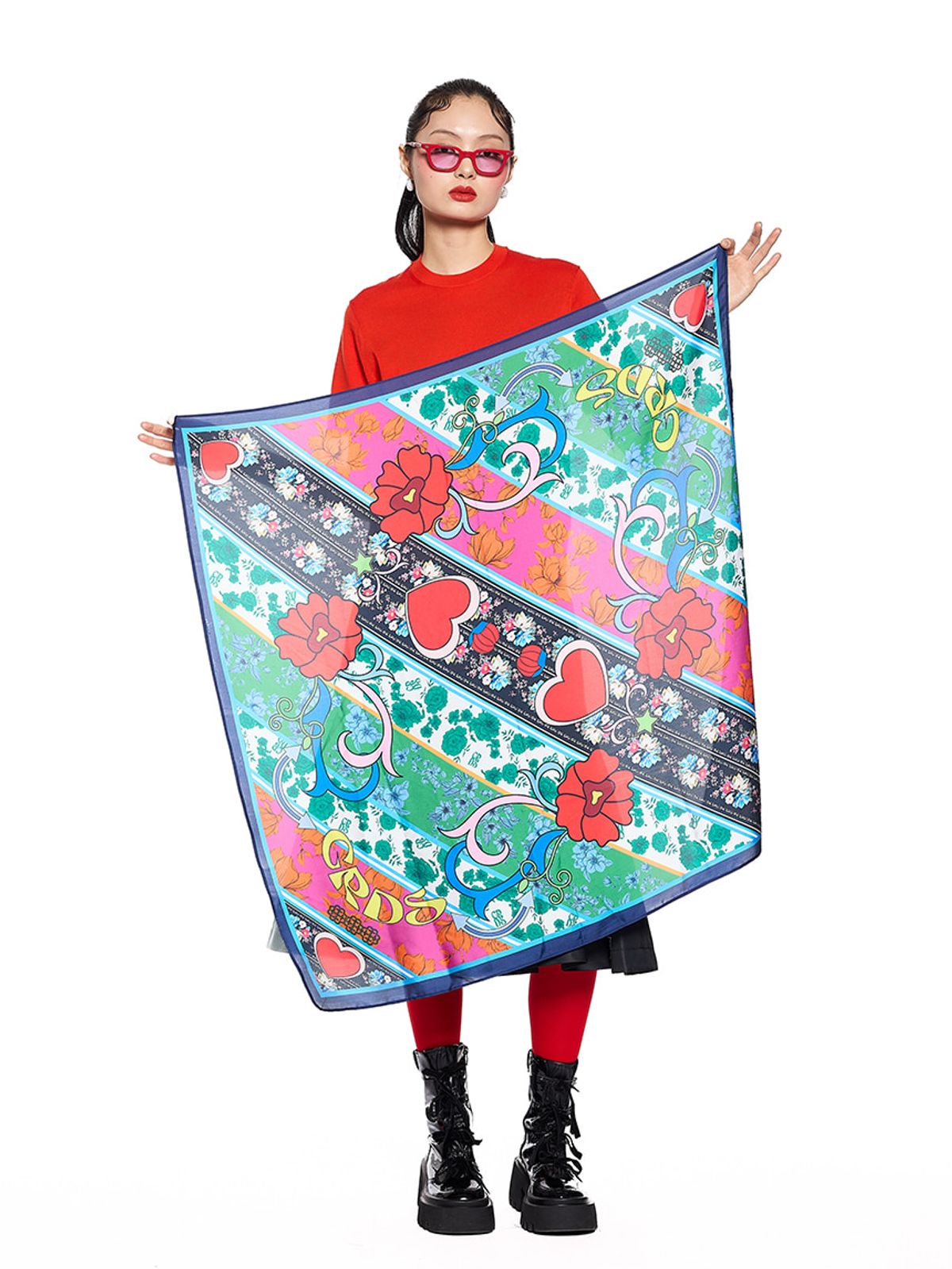 그리디어스(GREEDILOUS) Flower Diagonal Lining Scarf