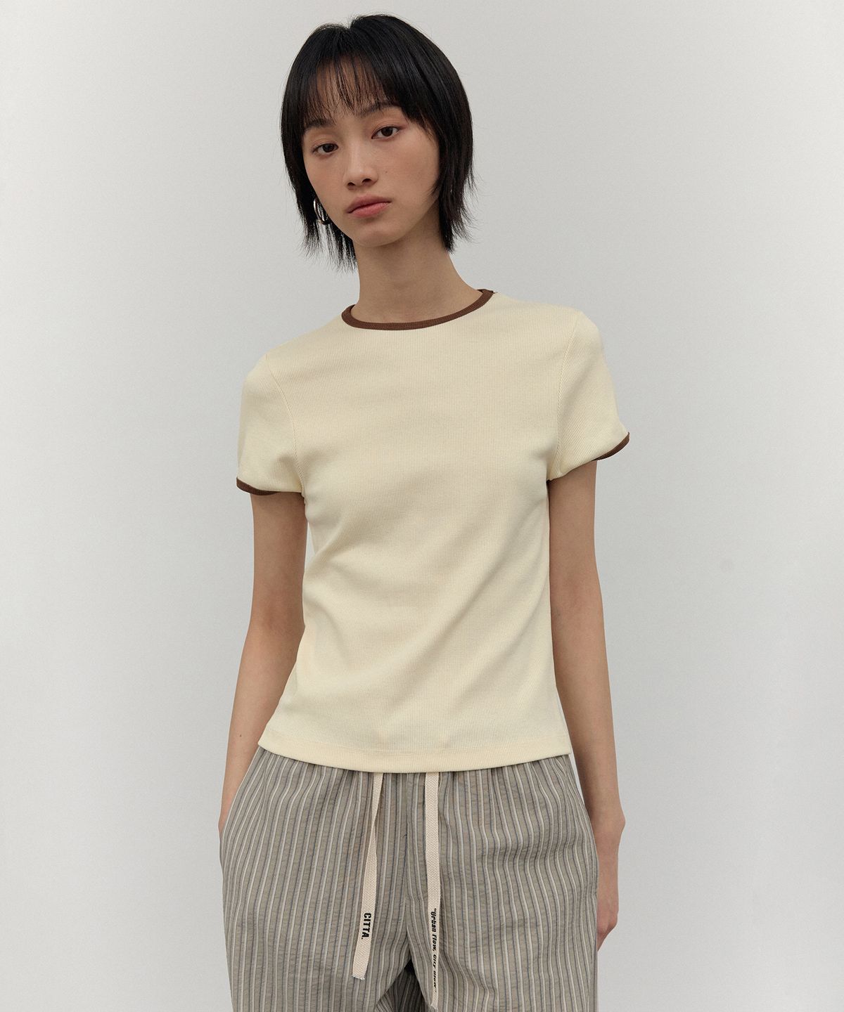 씨타(CITTA) Every Day Comfort Ringer T-shirts_CTT355(Beige)