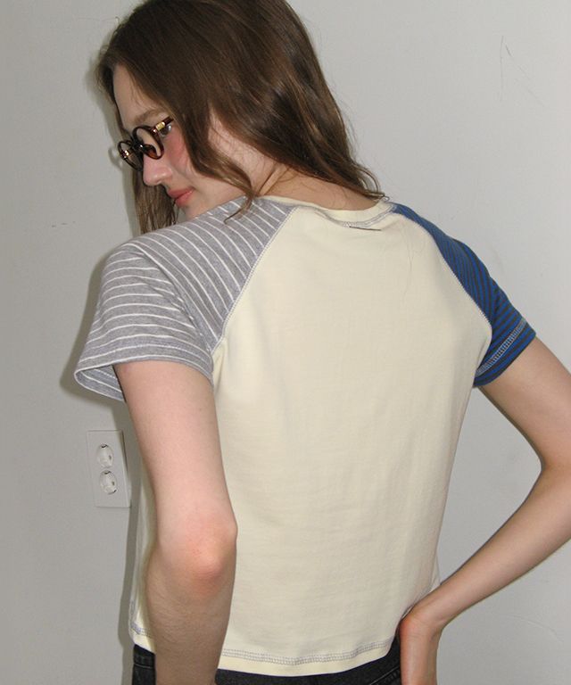 Tシャツ・カットソー RONRON MULTI STRIPE STITCH RAGLAN T SHIRT SOFT YELLOW RR25BS MUSINSA公式 | RONRON MULTI STRIPE STITCH RAGLAN T SHIRT SOFT