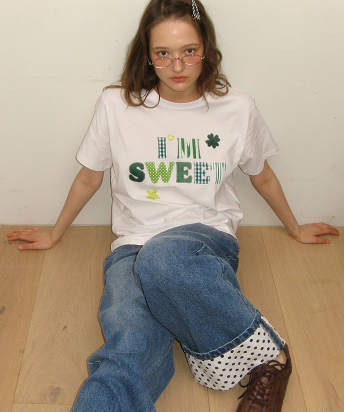 론론(RONRON) SWEET MIXED BASIC FIT T SHIRT WHITE