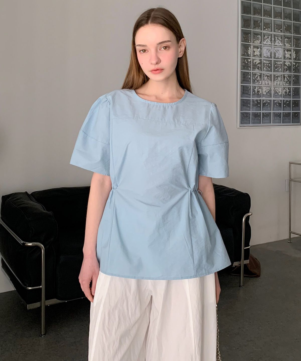 바스카라(VASCARA) String Puff Half Sleeve Blouse (3colors)