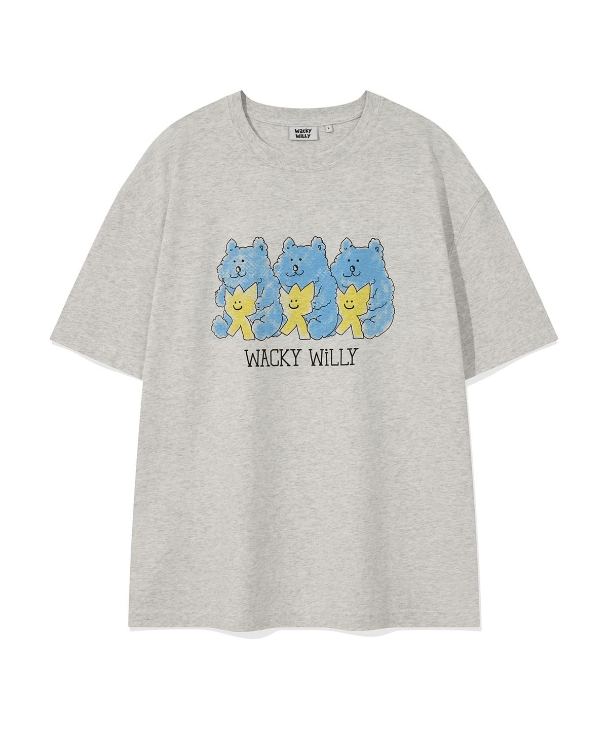 와키윌리(WACKY WILLY) 베어 프린트 반팔 티셔츠 라이트 그레이
