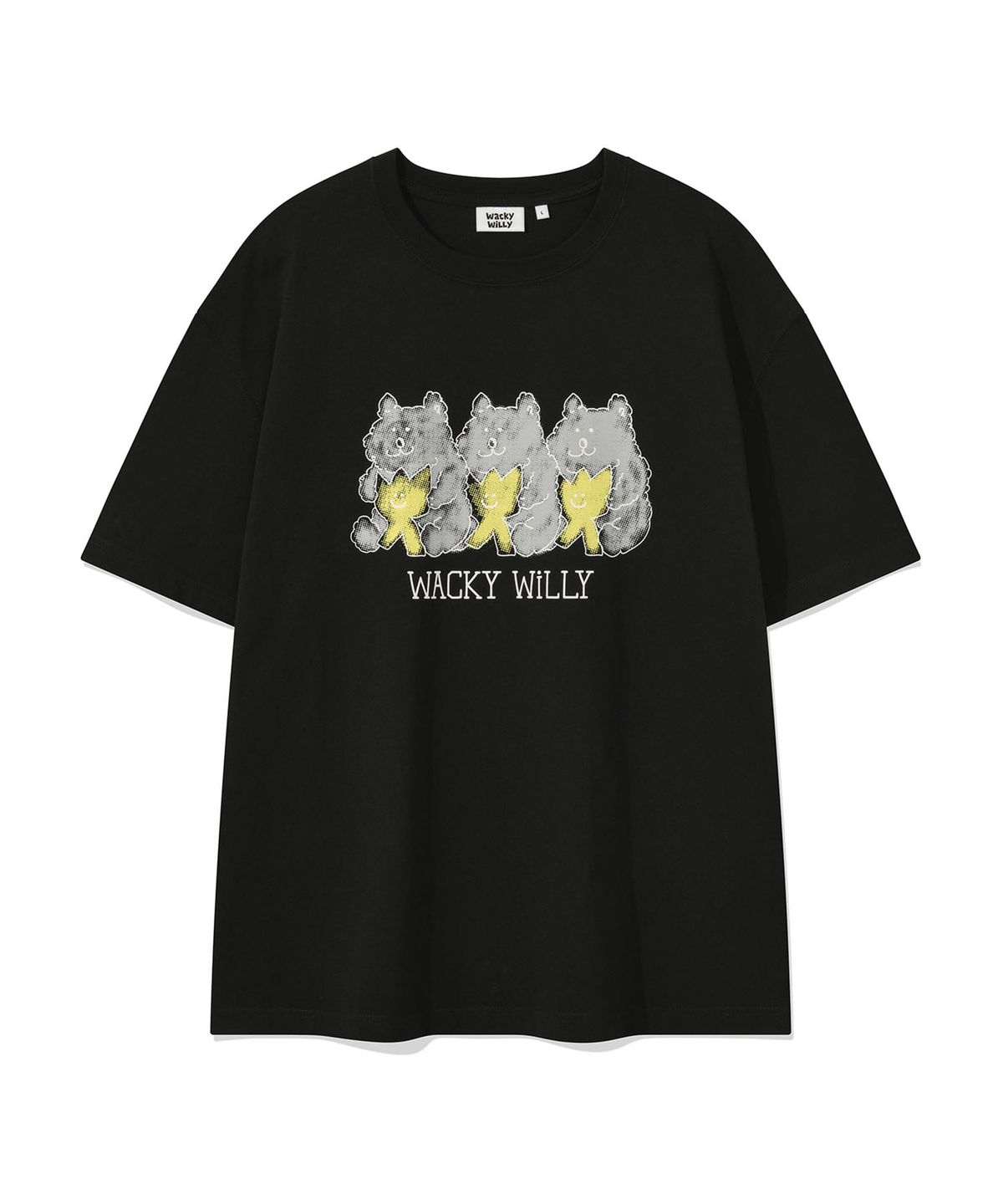 와키윌리(WACKY WILLY) 베어 프린트 반팔 티셔츠 블랙
