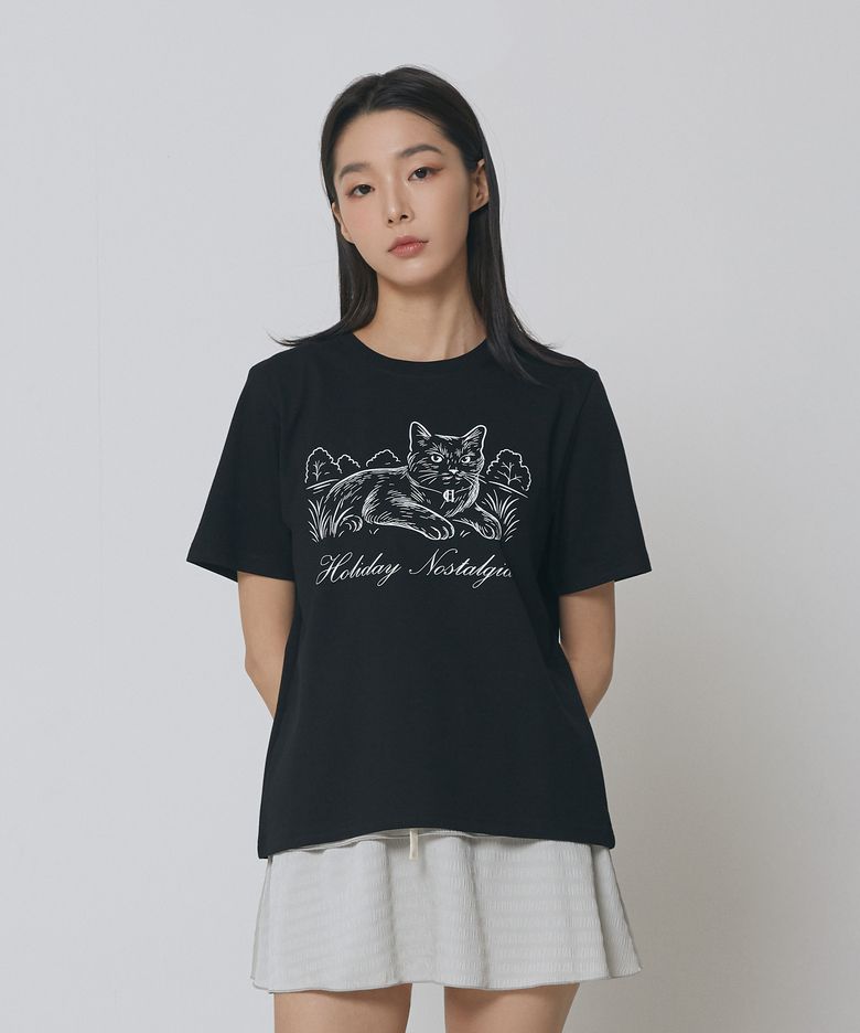홀리데이 캣 티셔츠_블랙
