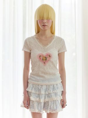 로즈 하트 엔젤 티셔츠 (퓨어화이트)